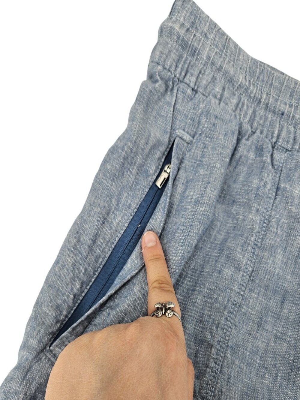 Athleta Retreat Linen 4" Shorts Chambray Wash Blue Women's Size 22 Mid Rise - Picture 6 of 13